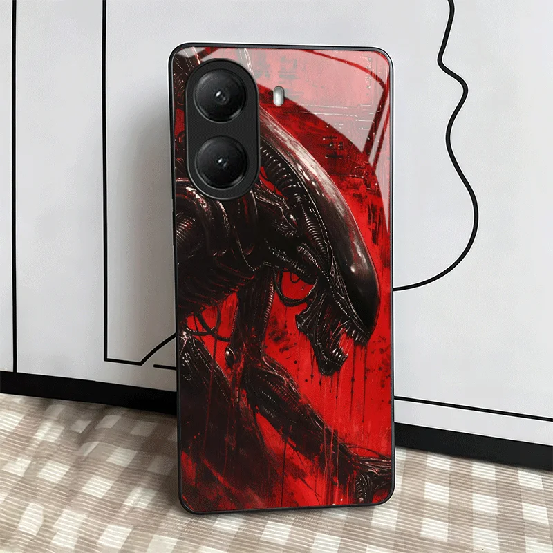 Sleek Alien-Theme Tempered Glass Phone Case