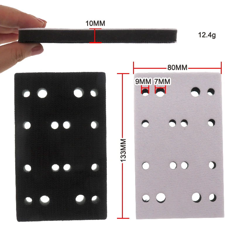 1 Stück 80 x 133 mm Weiches Zwischenpad 16/54 Löcher Klett-Schleifscheiben-Puffer-Schwamm Zwischenkissen für Trägerplatte – Detail 4