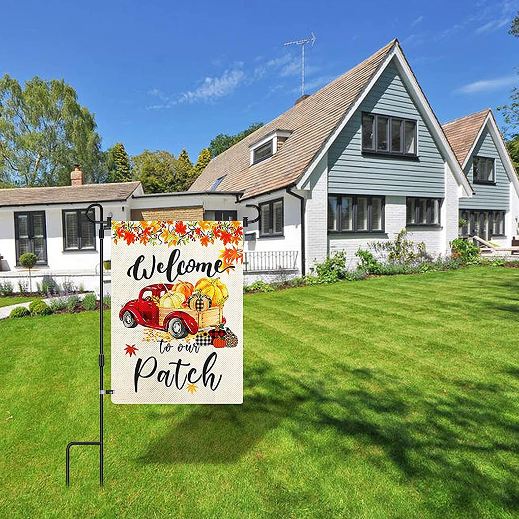 Garden Flag Stand Iron Home Yard Flag Holder Outdoor Lawn Banner Pole with Spring Stopper