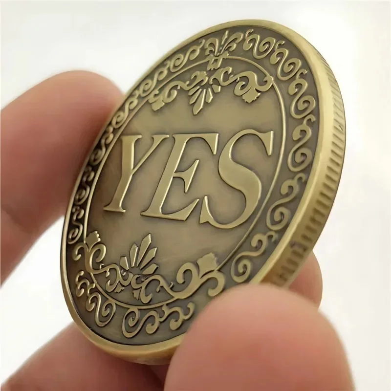 Moneta Yes No Decision - 1 pezzo di moneta commemorativa vintage di buona fortuna in bronzo, collezione di oggetti di scena, artigianato decorativo
