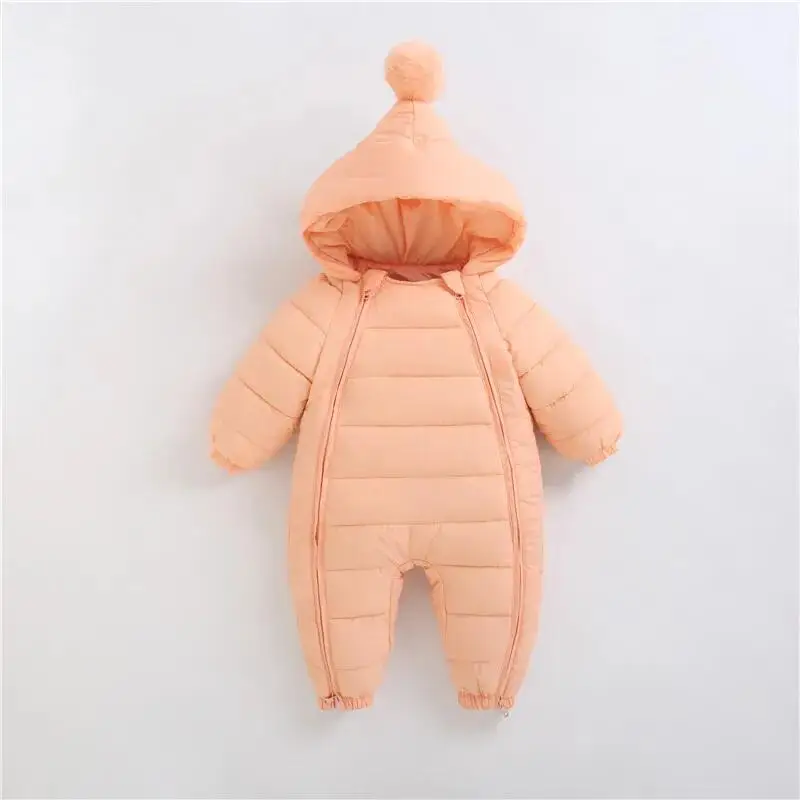 Newborn baby quilted jumpsuit boys and girls plus velvet thick cartoon romper baby toddler plus cotton clothes autumn and winter