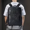 Business Men Backpack Crocodile Pattern Men's Bag Genuine Leather Schoolbag Large Luxury Brand 15.6 inch Laptop Travel Backpack 4
