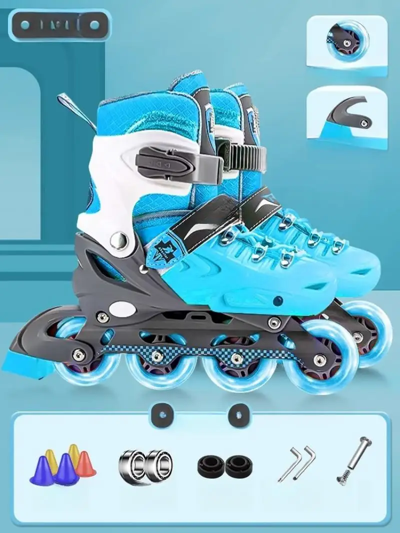 Inline kolečkové bruslit boty koleno loketní vycpávky helma sada outdoorové bruslení pro začátečník dospělý unisex blikání 4 kol brusle tenisky