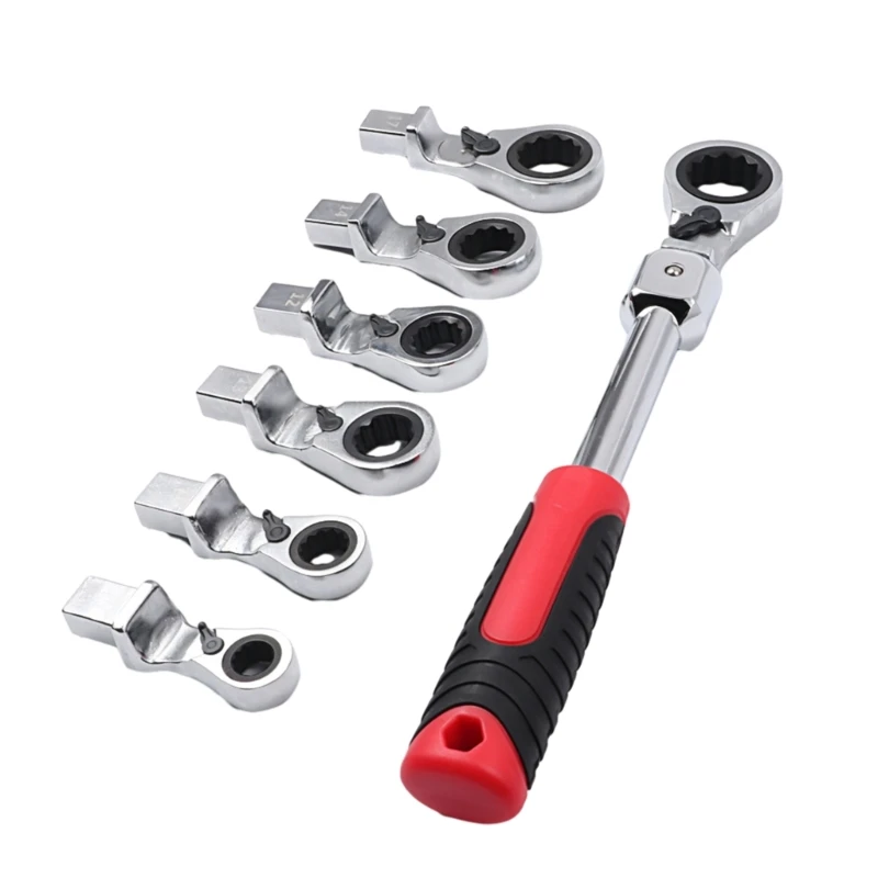 

8Pcs Flexible Head Ratcheting Wrench Set 8-19mm Ratchet Combination Wrenches