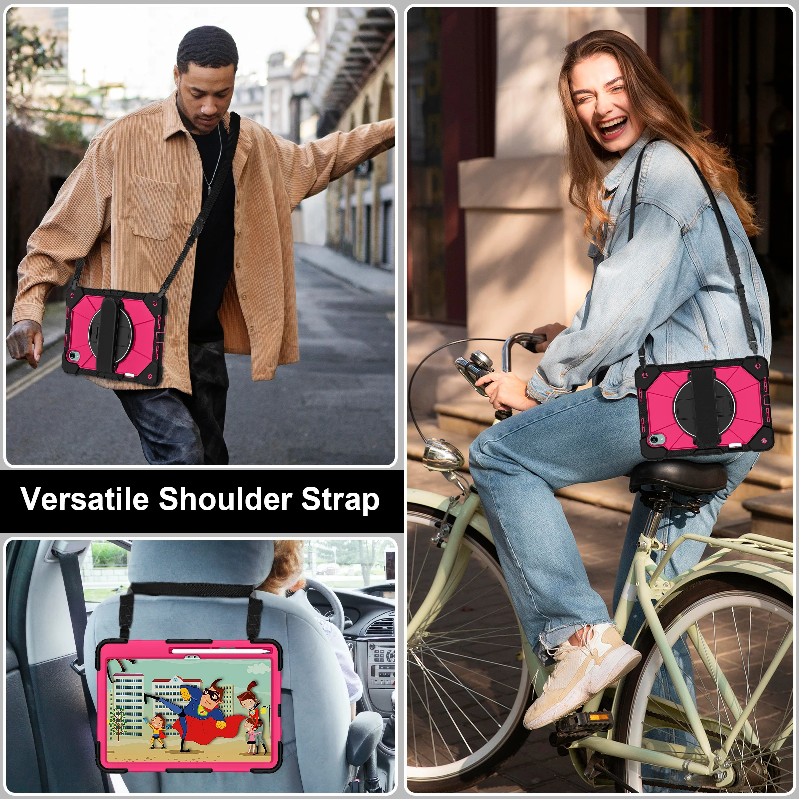 Heavy Duty Armor Case with Shoulder Strap and Rotating Stand