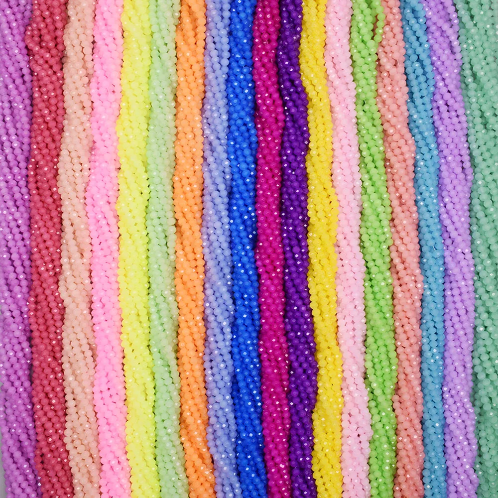 Glass Beads 2 3 4mm Dyeing Rondelle Crystal Glass Beads Summer Color Faceted Loose Spacer Glass Beads for Jewelry Making DIY Necklace