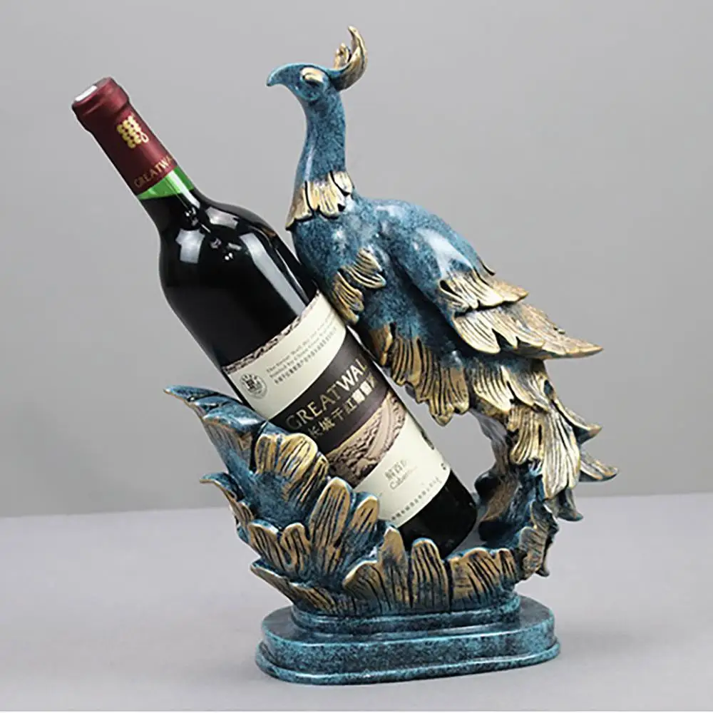 

Золотистая синяя Винная стойка Peahen Phoenix, поделки для бутылок, держатель для бутылок, полка для бара, хранение пива в гостиной, интерьер Cra