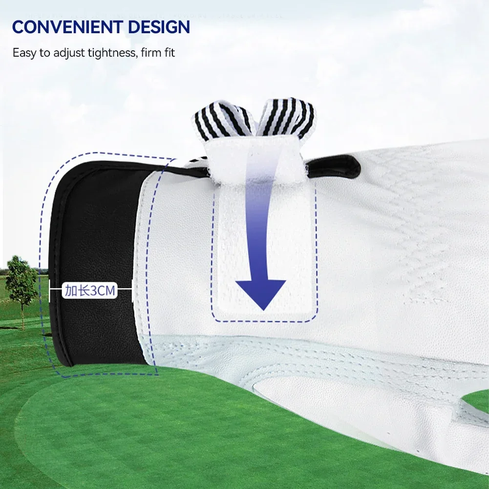 1 Pair Bow Golf Gloves For Women With Removable Mark Sheepskin Self-Adhesive Cloth Non-Slip Sports Full Finger Gloves 4
