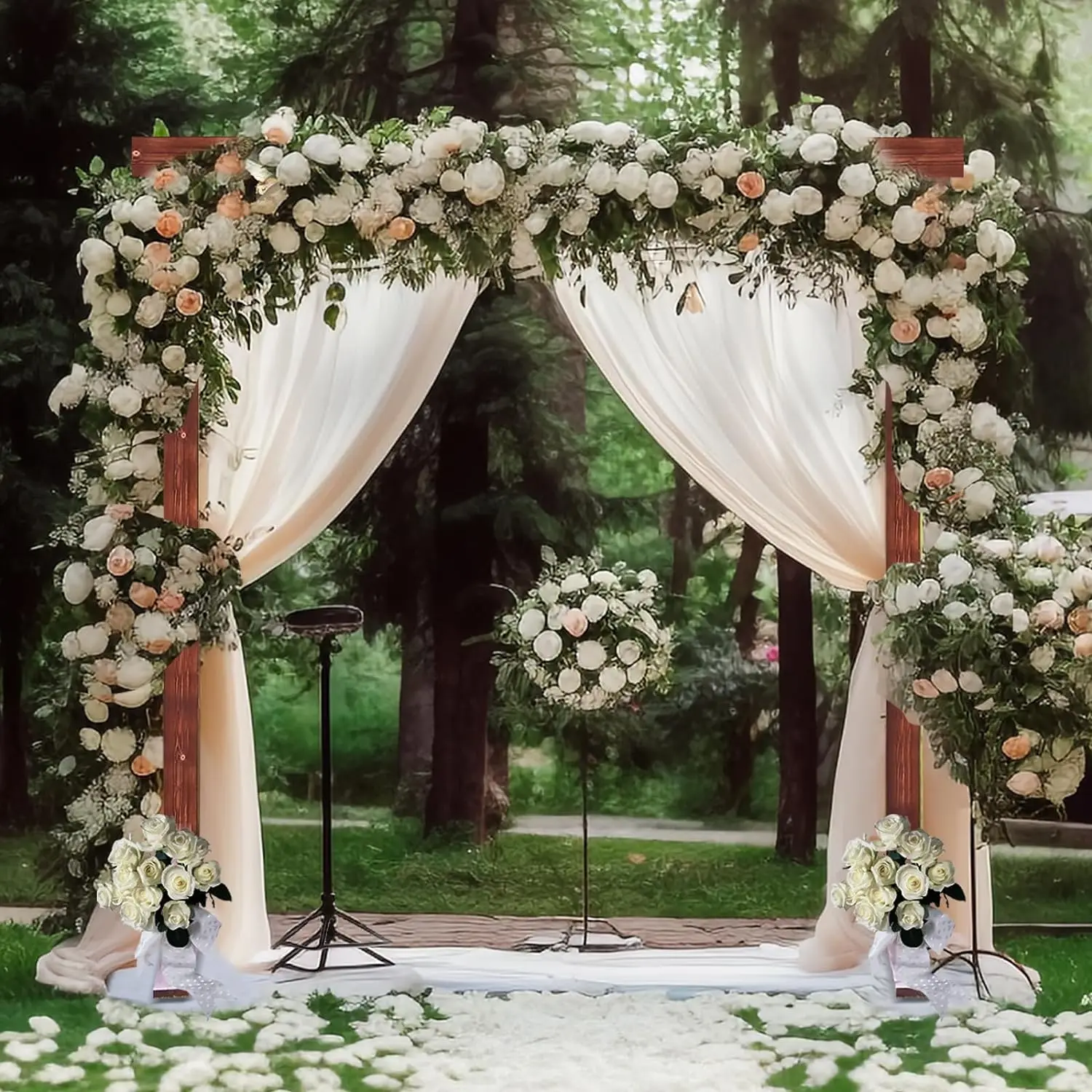 

7.5FT Wedding Arch,Wedding Arbor Backdrop Stand for Outdoor Indoor, Arch for Wedding,Square Wood Arch Arbor for Ceremony