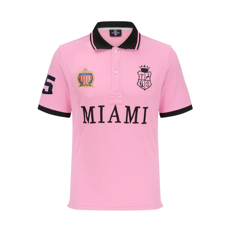 Nova camisa polo branca masculina miami cidade dos eua popular