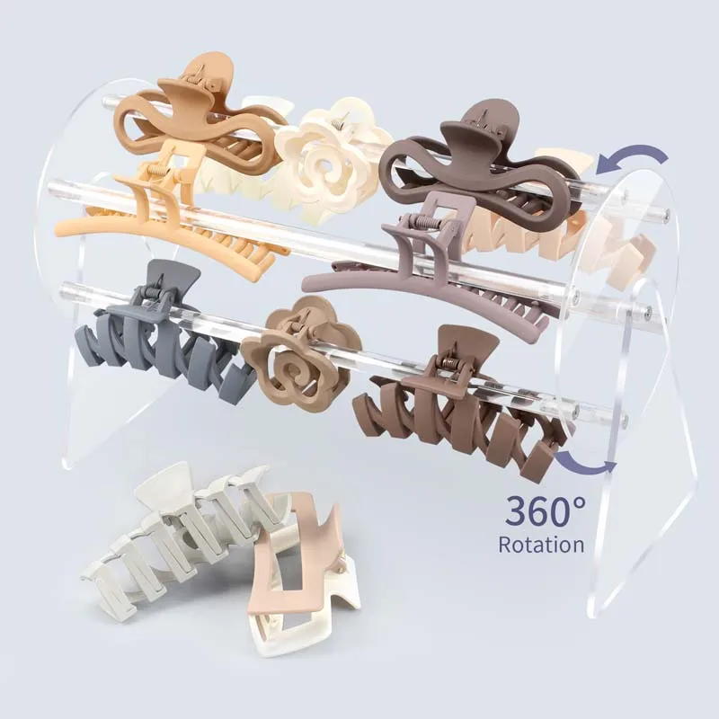 360-Degree Rotating Acrylic Claw Clip Organizer Hair Clip Organizer Display Stand for Girls Women Hair Clip Transparent Storage