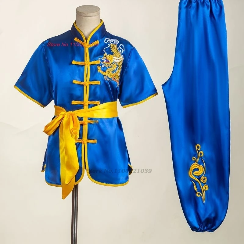 2024 Bambini Cinesi Tradizionali Costume Kung Fu National Dragon Ricamo Wushu Shaolin Uniforme Kung Fu Training Exercise