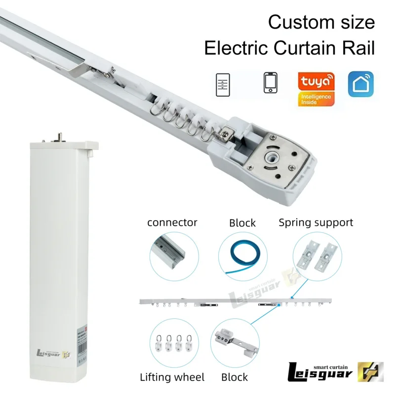 Tuya Electric Ai Curtain Wifi Zigbee Support Alexa Google Smart Home System Alice Voice Control Motor Rail Set Di Dimensioni Della Pista Personalizzat