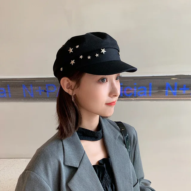 Women's Beret Hat Cotton Navy Style British Retro Painter Cap_voghion.com
