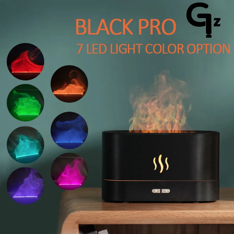 Gezhou Fire Humidifier Aromatherapy Diffuser Ultrasonic aromatic odor indoor air humidifier home room fragrance diffuser 300ml essential oil aroma diffuser dual nozzler fire candle ultrasonic aromatherapy air humidifier with color light for home