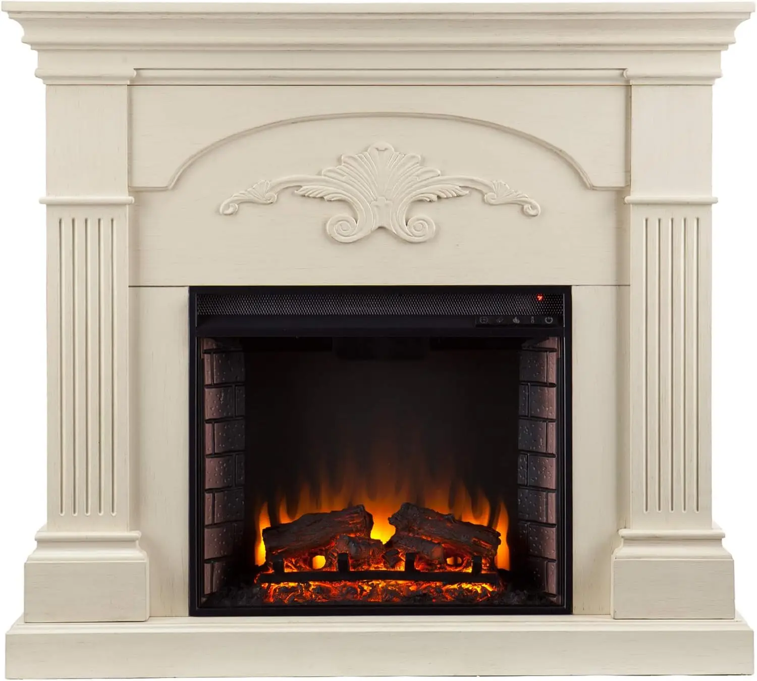 SEI Furniture Sicilian Harvest Traditional Style Electric Fireplace, 44.75" W x 14" D x 40.25" H, Ivory 3