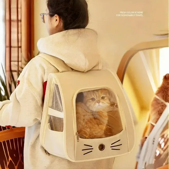 Portable Cat Bag Breathable Comfortable Pet Backpack Go Out Foldable High-capacity Pet Supply Convenient Durable Cat Backpack 4