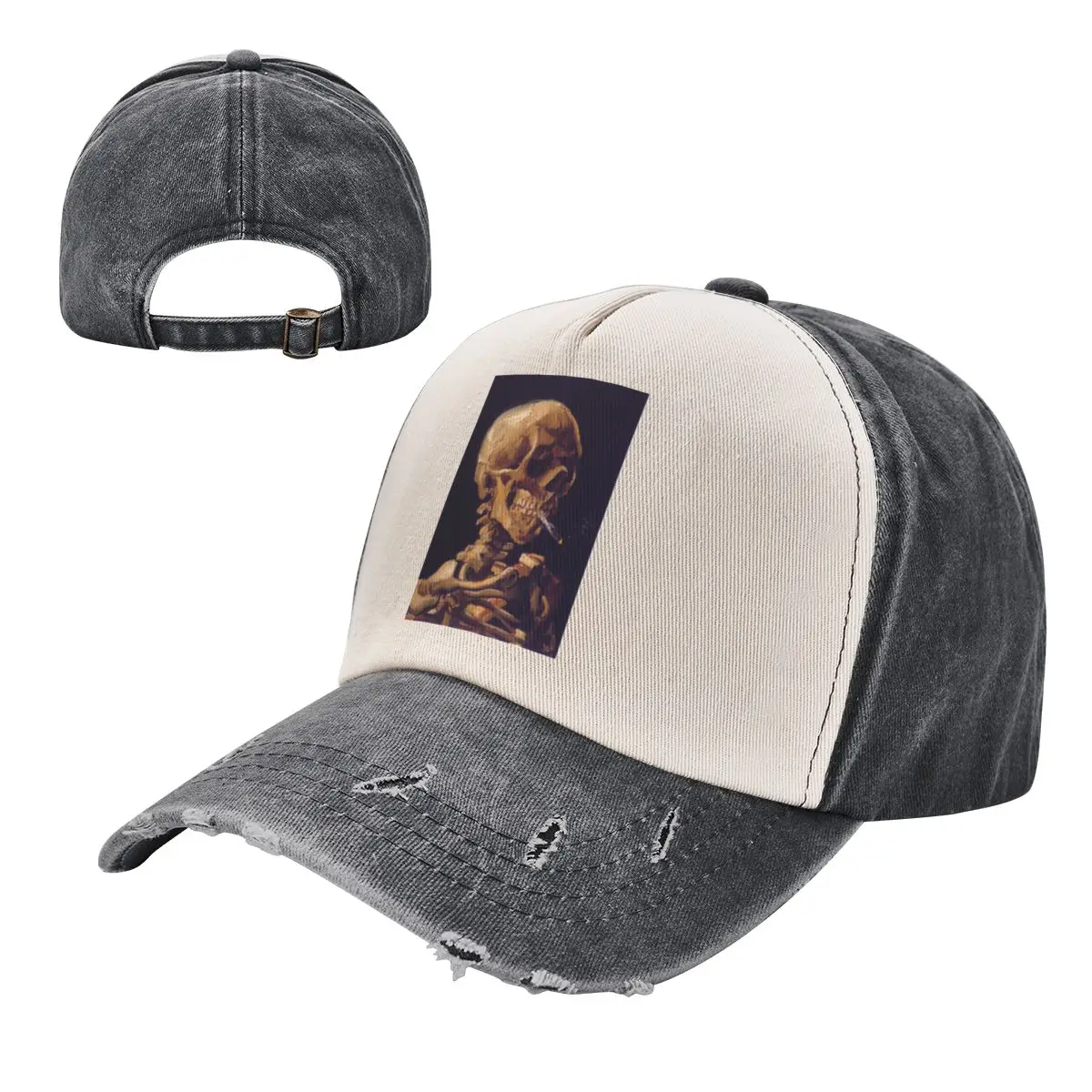 

Unisex Fashion Vincent Van Gogh's 'Skull With A Burning Cigarette' Washed Baseball Caps
