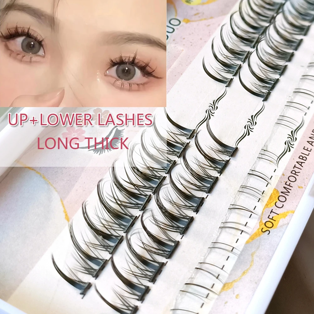 

With Bottome Lashes Fluffy False Eyelashes Natural Eyelashes Fairy Cos Little Devil Grafted Segmented Eyelashes Lower Eyelash