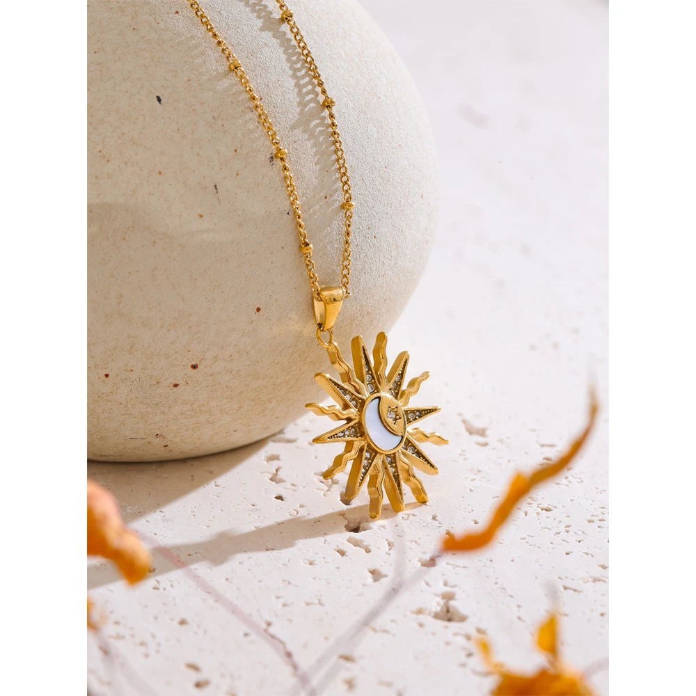 Yhpup Pendant Necklace Stainless Steel Golden Collar