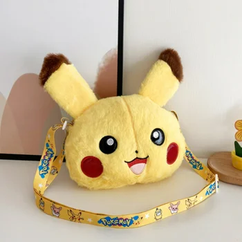 Pikachu Anime Messenger Bags Pokemon Cartoon Figure Key Phone Bags for Girls Cute Plush Crossbody Bags Kids Coin Purse