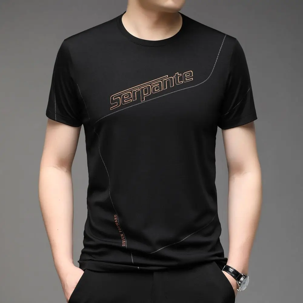 

COODRONY, классическая мужская одежда, летняя крутая Освежающая футболка с буквенным принтом, высокое качество, круглый воротник, футболка с короткими рукавами, S6099