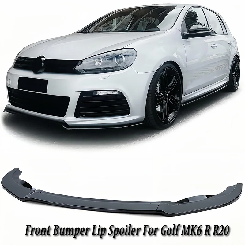 

For Volkswagen Golf 6 MK6 R R20 2008-2013 Glossy Black ABS Car front bumper separator lip diffuser body kit spoiler tuning