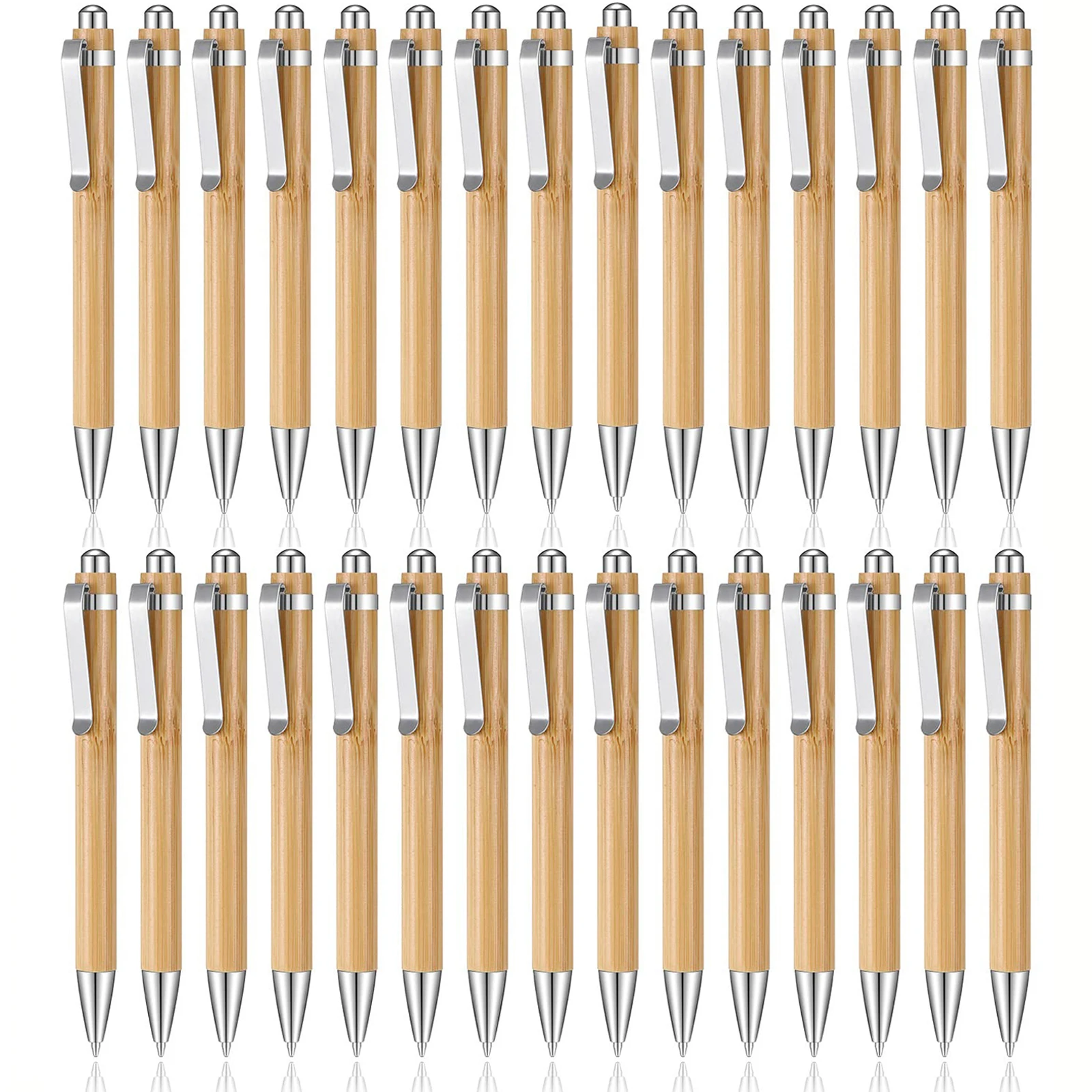 

30Pcs Bamboo Wood Ballpoint Pen 1.0mm Bullet Tip Black Ink Business Signature Ball Pen Office School Wrting Stationery