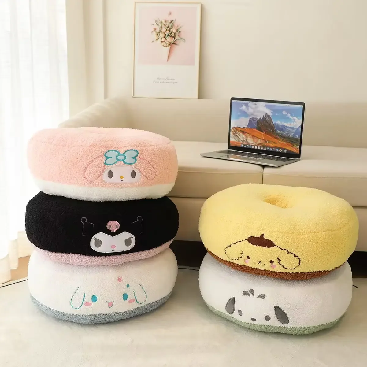 

Sanrio My Melody Plush Cushion Series Donut Shaped Kuromi Pochacco Cinnamoroll Plush Seat Cushion Gifts For Children