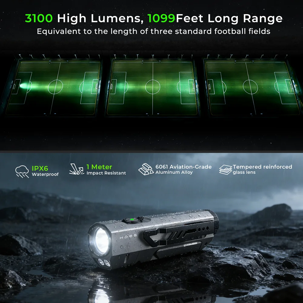 Wurkkos HD05 손전등 3000LM LED 21700 충전식 배터리 매우 긴 배터리 수명 다기능 사냥 하이킹 서치라이트