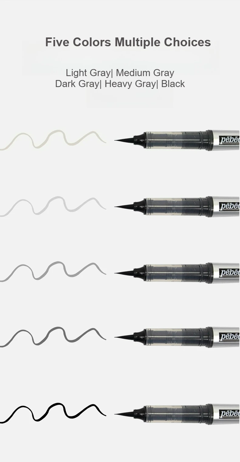 PEBEO Grey Style Liquid Direct Brush Flow Brush Pen Acryl-Tintenmarkierung Hellgrau Weich Weiß Wasserlösliche Kalligraphiemalerei – Detail 6