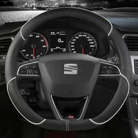 Car Steering Wheel Cover Microfiber Leather 38cm Non-Slip For Seat Tarraco Arona Ateca Ibiza Toledo Mii Leon Arosa Exeo ST FR 4