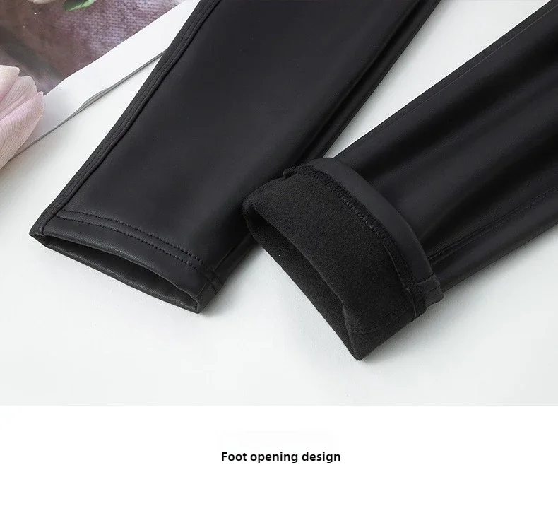 2024 Fall Winter High-Grade Fleece PU Leather Leggings Women High Waist Hip Lift Tight Sexy Faux Leather Warm Leggings