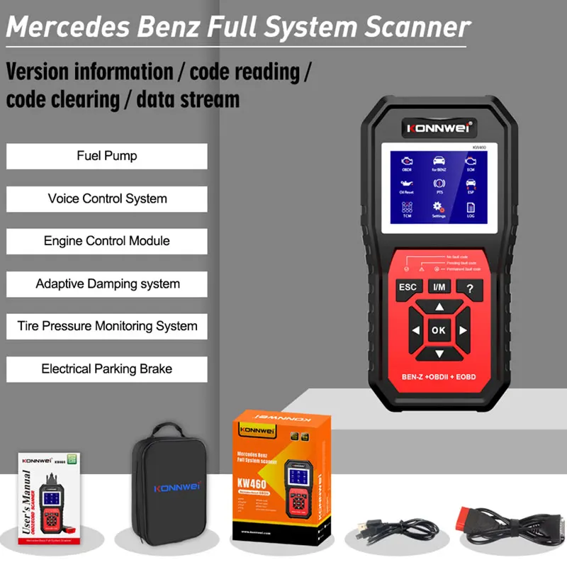 KONNWEI KW460 Strumento Diagnostico Auto OBD2 per Tutti i Sistemi, Lettore Codici con Reset ABS, Airbag, Olio, EPB, DPF, SRS, TPMS, Scanner ODB2 - Image 4