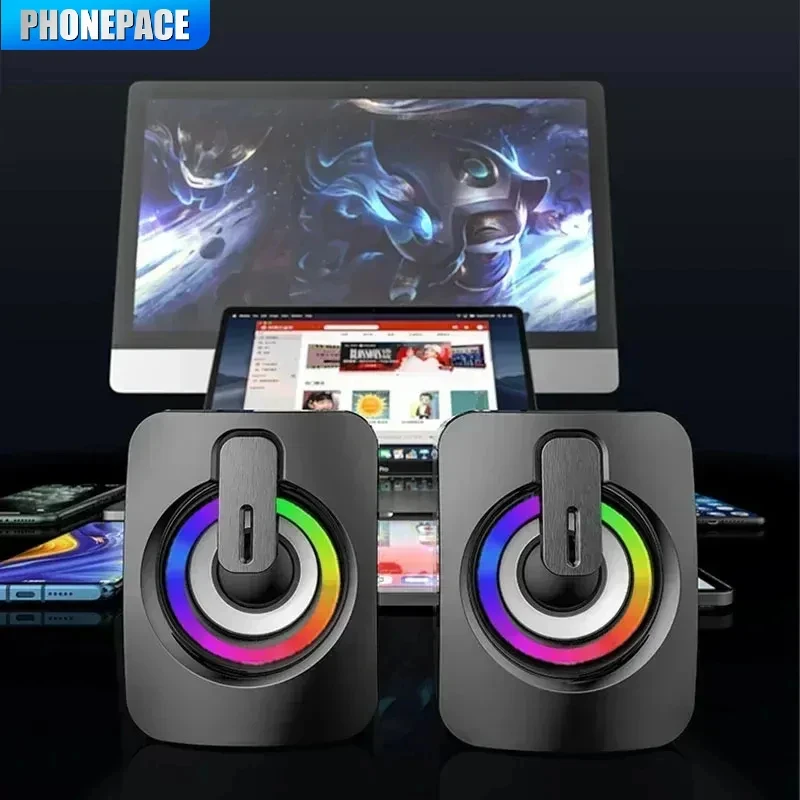 Computer Loudspeaker PHONEPACE Stereo Sound With Microphone 3.5mm AUX For Macbook Desktop Notebook Home Office