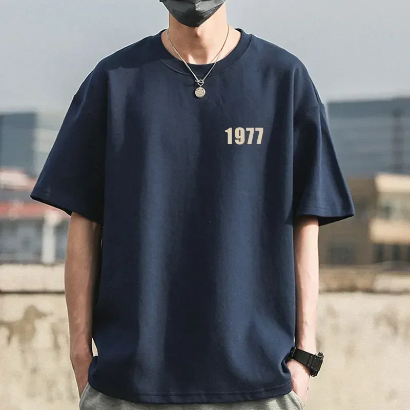 1977 Men Women Cotton Tshirts Retro Streetwear Short Sleeve 260g Printed