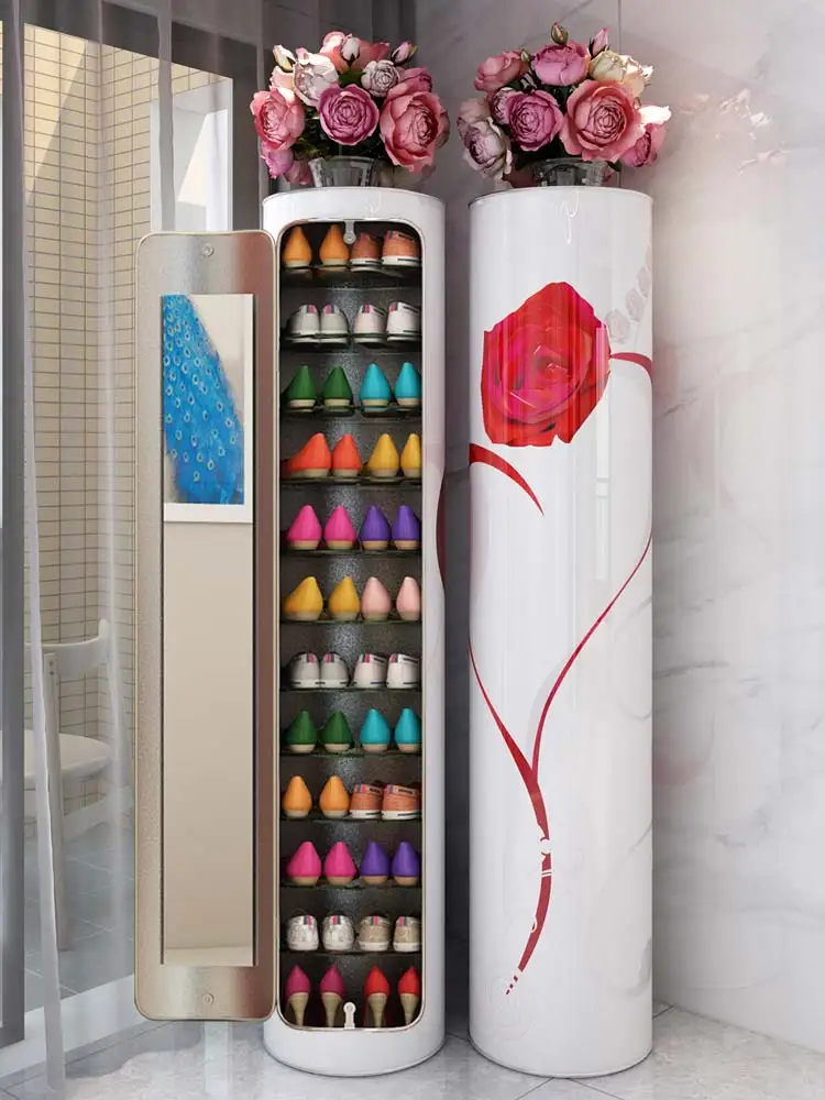 

Jinqu Creative 360 degree rotating shoe cabinet home door storage entrance cabinet cylindrical large capacity JY042