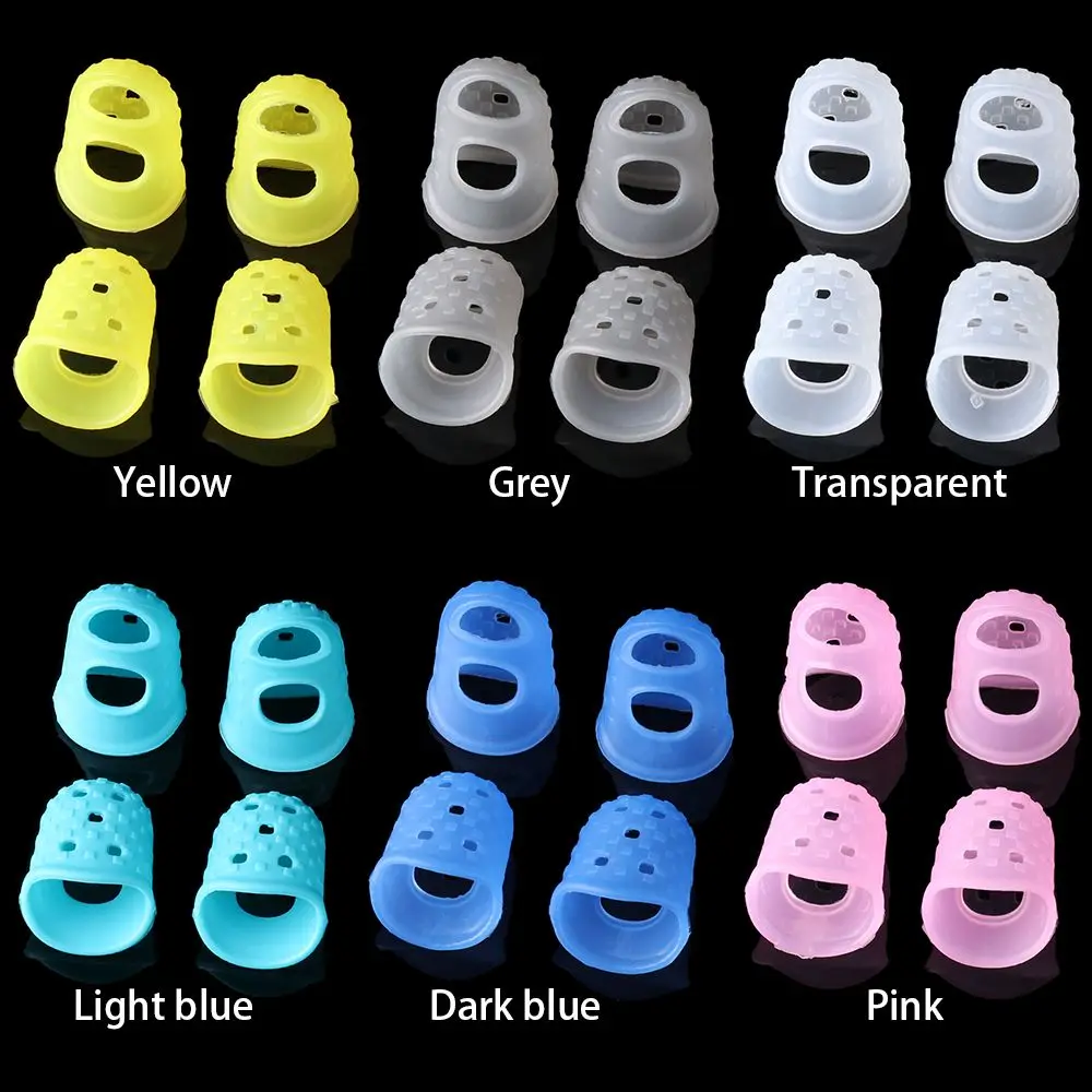Set of 4 Silicone Finger Guards in Assorted Colors - Fingertip Protectors for String Instrument Playing