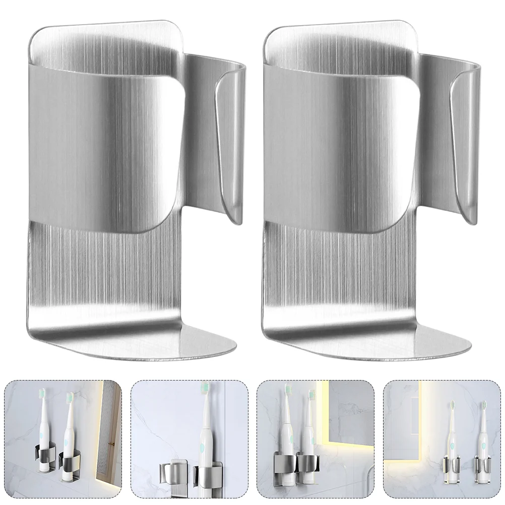 

2 Pcs Electric Toothbrush Holder Storage Shelf Rack Bathroom 304 Stainless Steel