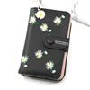 Women Long Wallets 2021 Fashion Design Embroidery Daisy Card Holder Large-Capacity PU Coin Purse Simple Zipper Money Bag Wallets 4