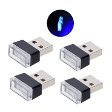 

4pcs Mini USB Night Light LED Atmosphere Lights Car Interior Accessories Lamp USB Plug and Play Atmosphere Emergency Light White