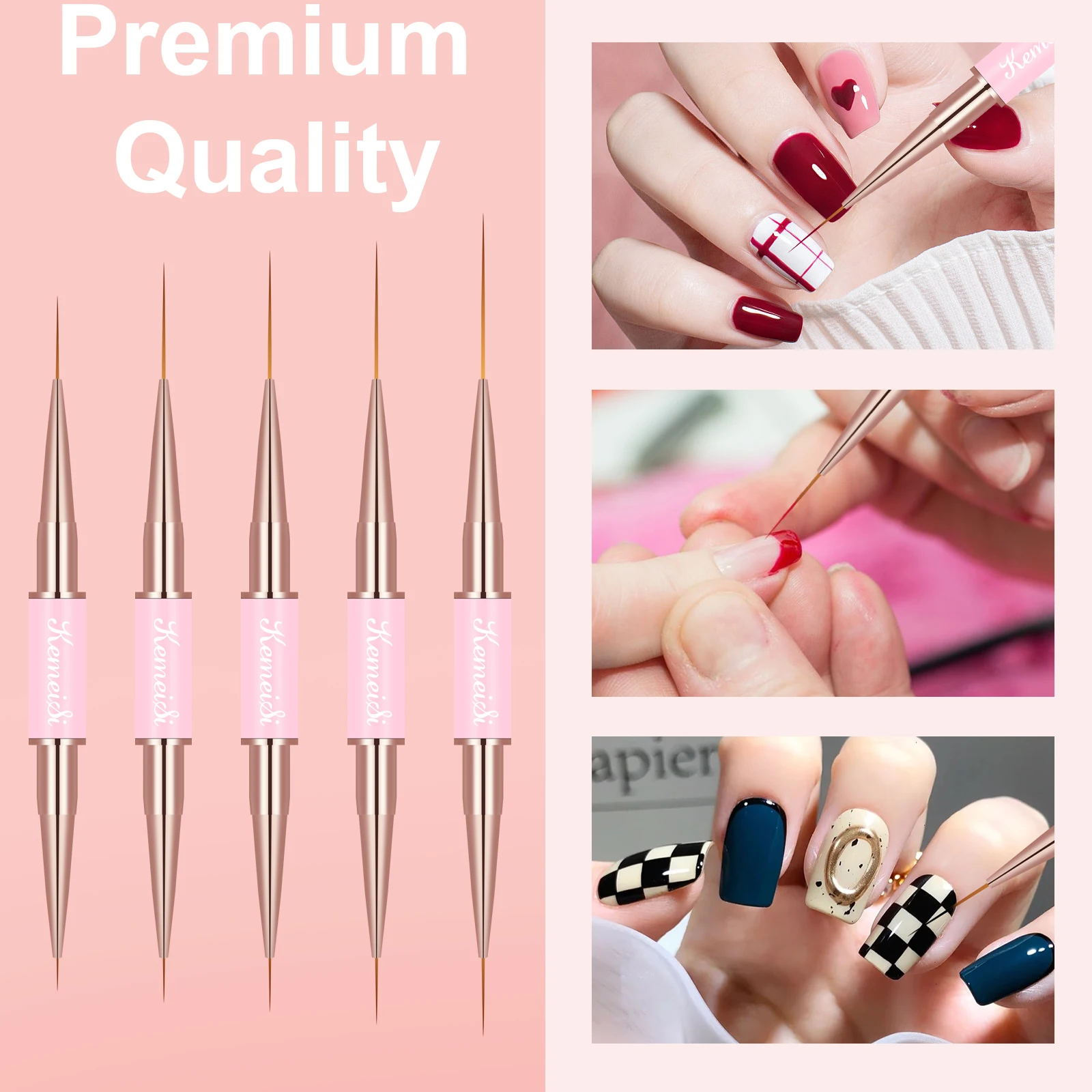 Kolinsky Sable Finest Premium Nail Art Long Striper Liner Brush with Wooden Handle Acrylic Nails Tool 5