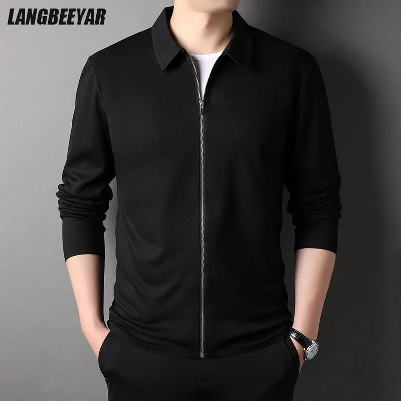

Top Grade New Brand Designer Lapel Casual Zipper Fashion Men Jacket Windbreaker Coats Solid Color Korean Style Men Clothing