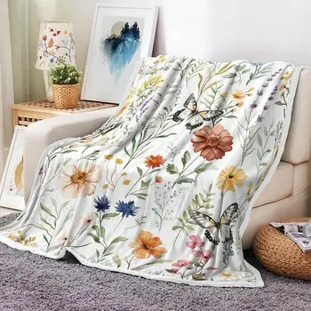 Floral Butterfly Fleece Blanket 1