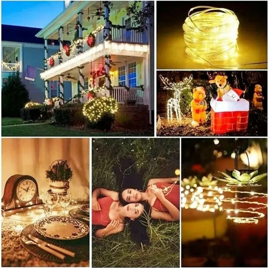 32m/22/12/7m Solar Led Light Outdoor Festoon Lamp Garden Outdoor Fairy Garland String Christmas Decor Lighting Strip Waterproof 4