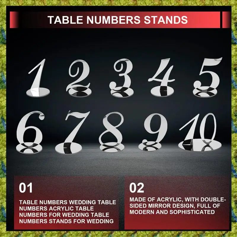 UISN Table Numbers Wedding Table Numbers Acrylic For Wedding Stands For (Silver)