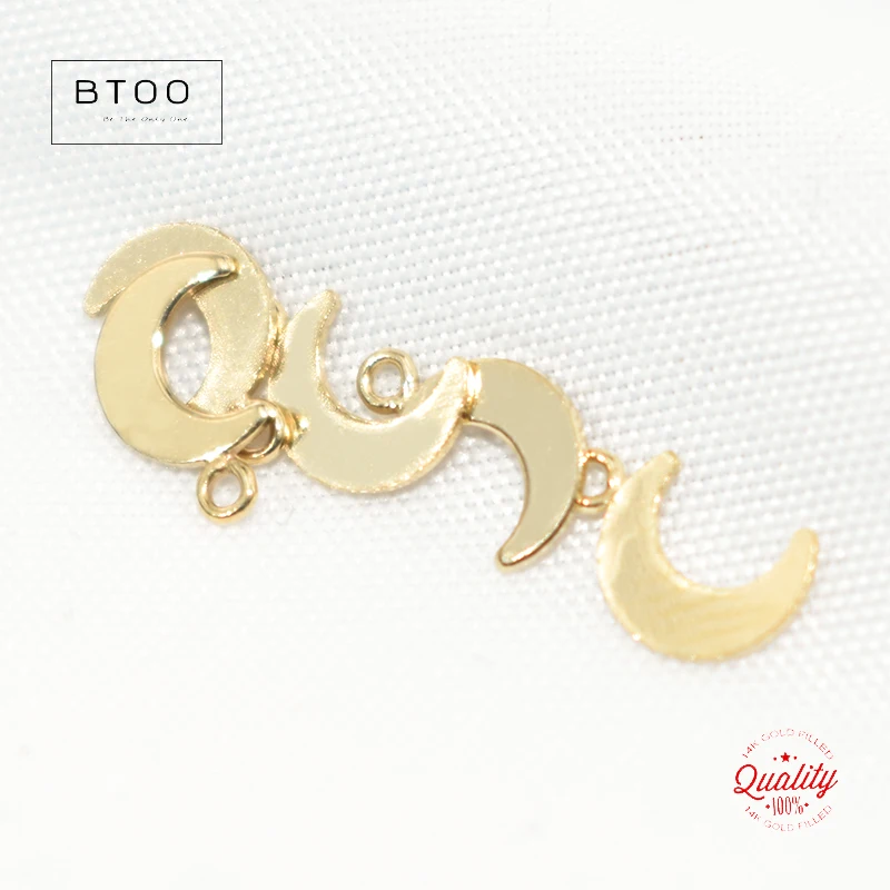 14K Gold Filled Moon Charm Gold Pendant For Bracelet Necklace Earring DIY Accessories Tarnish Resistant Jewelry Findings