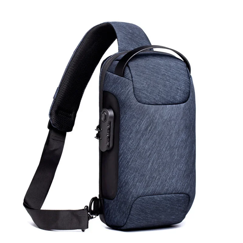 Mochila Oxford con puerto de carga USB para hombre, bolsa de mensajero  antirrobo para motocicleta, bolsa de pecho para viaje