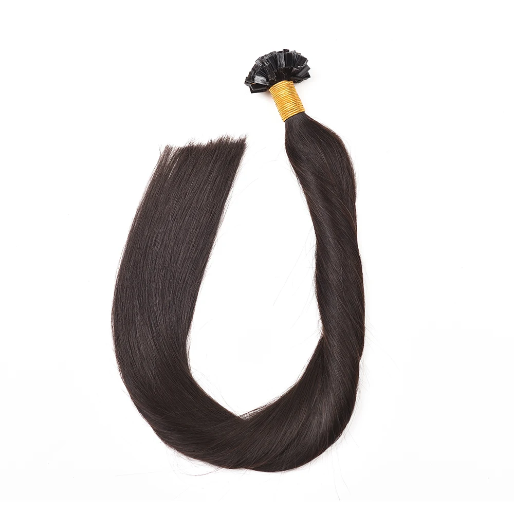 플랫 팁 인간의 머리카락 확장 스트레이트 1 그람/몫 100pcs 캡슐 각질 인간의 퓨전 헤어 익스텐션