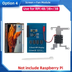 Raspberry Pi 3.5 Touch Screen LCD Display with Optional Case and Cooling Fan (Screen Fan)